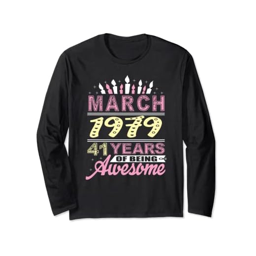 Marzo 1979 41 años de edad regalo fiesta de vela de cumpleaños 41 Manga Larga