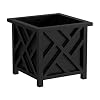 Lattice Design Outdoor Planter Box – 14.75” Square 13” Tall Black Plant Pot – Decorative Plant Pots for Front Porch Decor – Flower Pots Outdoor Planters for Porch Patio or Garden Decor by Pure Garden