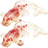 VALICLUD 2 Stück Kristallfisch Deko aus Natürlichem Weißem und Rotem Glas mit Goldfolie Wasserfeste Tischdekoration für Büro Wohnzimmer Elegante Indoor Figurine Langlebige Wohnaccessoires