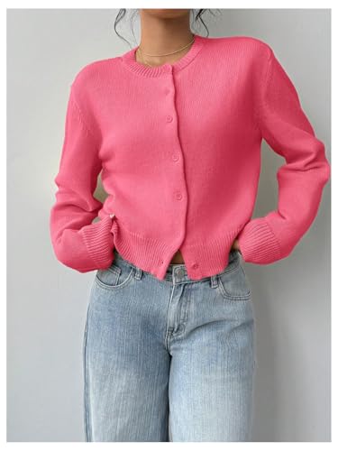 Image of SOLY HUX Women's Button Down Cropped Lightweight Cardigan Sweater Cute Fall Fashion 2026
