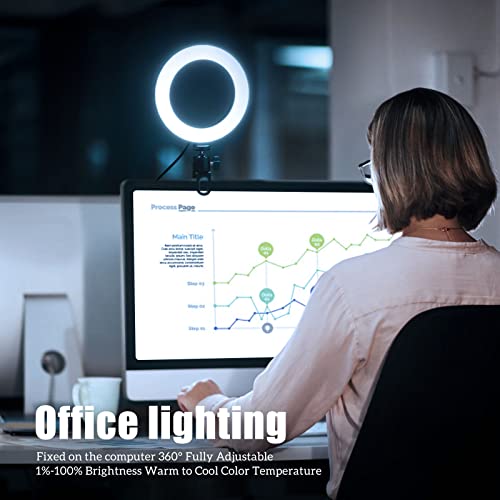 Selfie Ring Light For Zoom Meeting, Dimmable Desktop Led Circle Light With Tripod Stand, 6'' Lighting Kit Gifts For Live Streaming/Laptop Video Conference/Makeup/Youtube/Vlog/Video Recording #TOP3