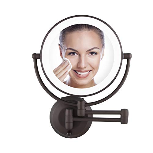 Zadro 11" Led Wall Mounted Makeup Mirror 10X/1X Shaving Mirror Cordless Or Battery Operated Vanity Mirrors For Wall (Large | 10X/1X | 11" X 14.5", Oil-Rubbed Bronze) #TOP6