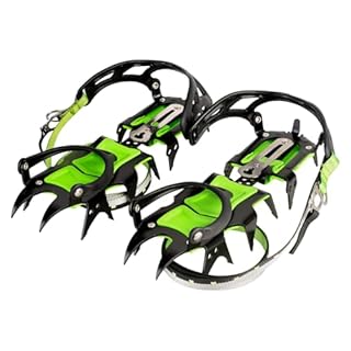 Tentock Rampe da Neve per Scarponi da Trekking Ramponcini Antiscivolo in Acciaio al Manganese Sistema di Cinghie Regolabile per Escursionismo e Alpinismo in Ghiaccio e Neve (Tipo A-Denti Lunghi)