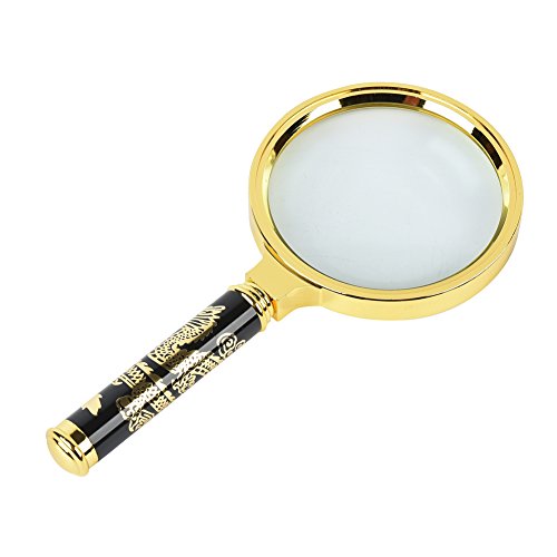 Beileshi - Lupa portátil de mano, material de metal con lente de 5 x 70/80/90 mm, libros de lupa de lectura inastillables, periódicos, mapas, monedas, joyas, aficiones y manualidades 80 mm