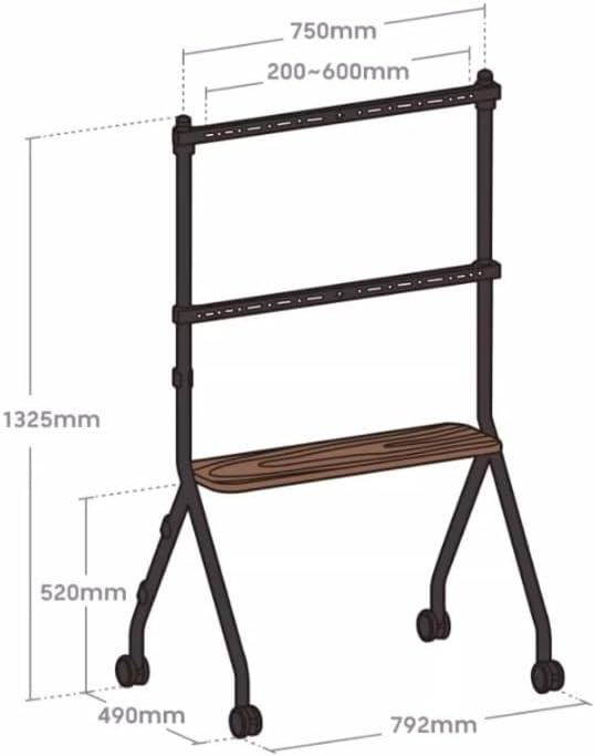 Soporte móvil para TV de 49 a 75 pulgadas, ajustable en altura, color negro miniatura 2