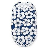 Blue Hibiscus Flower Warm Dog Sweater Coat Jacket Cotton Vest Pet Clothes for Cold Weather Small Medium Dogs S