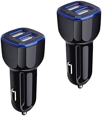 Car Charger, 2.4A 12W AndHot 2 Pack Mini Dual Port USB Car Charger Adapter Plug for iPhone 14 13 12 SE 11 Pro Max XR XS X 8 7 6S Plus, iPad, Samsung Galaxy S22 S21 S20 S10 Note 20, LG, Moto, Android