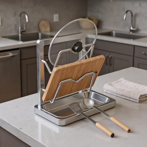 Support pour couvercle de casserole multifonction en acier