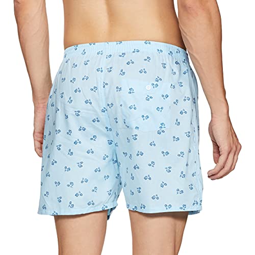 Image of Longies Cotton Mens Boxers Pack of 3 Regular Printed (LGBOXPO3VOO3 Sky Blue,Yellow,Blue3359 S)