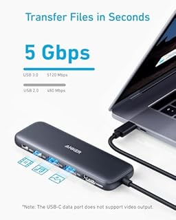 Anker USB C Hub, 5-in-1 USBC to HDMI Splitter with 4K Display, 1 x Powered USB-C 5Gbps & 2×Powered USB-A 3.0 5Gbps Data Ports for MacBook Pro, MacBook Air, Dell and More