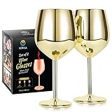 VERISA Stainless steel stemmed wine glasses,18oz Unbreakable Steel Wine glass, Shatterproof Metal wi