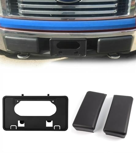 Front Licenses Plate Frame Bracket & Bumper Guards Pads Cover Caps Set Compatible with Ford F...