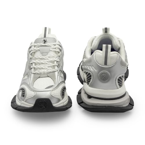 Image of Red Tape Men's Sneakers Grey Black Mesh Pu Round Toe Lace-Up