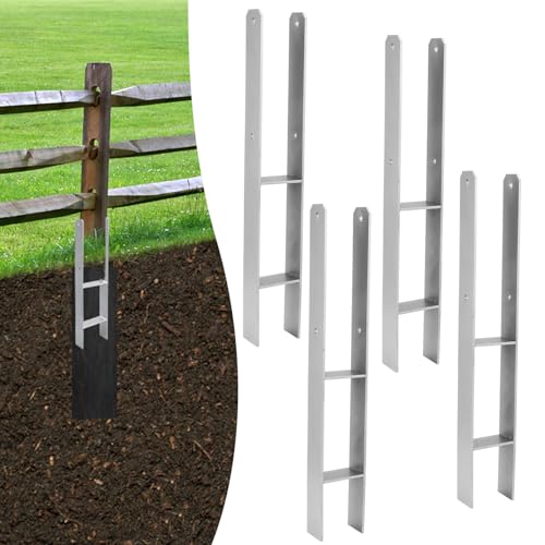 Vigevee H-Pfostenanker 4 Stück H-anker Pfostenträger Bodenanker für Pfosten H-Pfostenschuh für Zaun und Gewächshaus Pfosten Vierkantholzpfosten(101x600mm)
