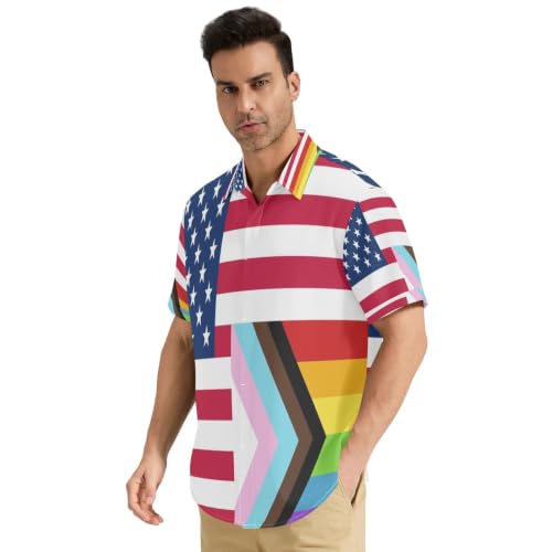 Chemise légère homme manches courtes fierté arc-en-ciel vivez vos valeurs