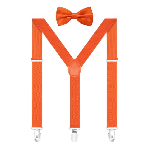 Image of habibee Suspenders and Bow Tie Set for Men, Adjustable Elastic Braces with Y-Back, Diverse Colors, Strong Clips