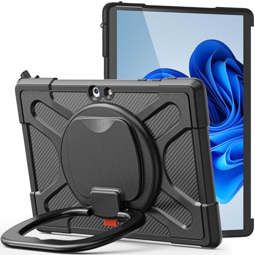 Coque Surface Pro 7 antichoc de 12,3 pouces recherchée pour sa béquille rotative noire