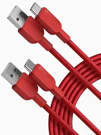 Anker USB A to USB C Cable, Charger Cord (2-Pack, 10 ft, Red)