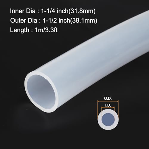 Image of 3.3ft 1-1 /4 inch ID x 1-1 /2 inch OD Silicone Tubing Clear Industrial Plastic Tubing Pure Silicone Hoses for Pump Siphoning Draining Irrigation Brewing