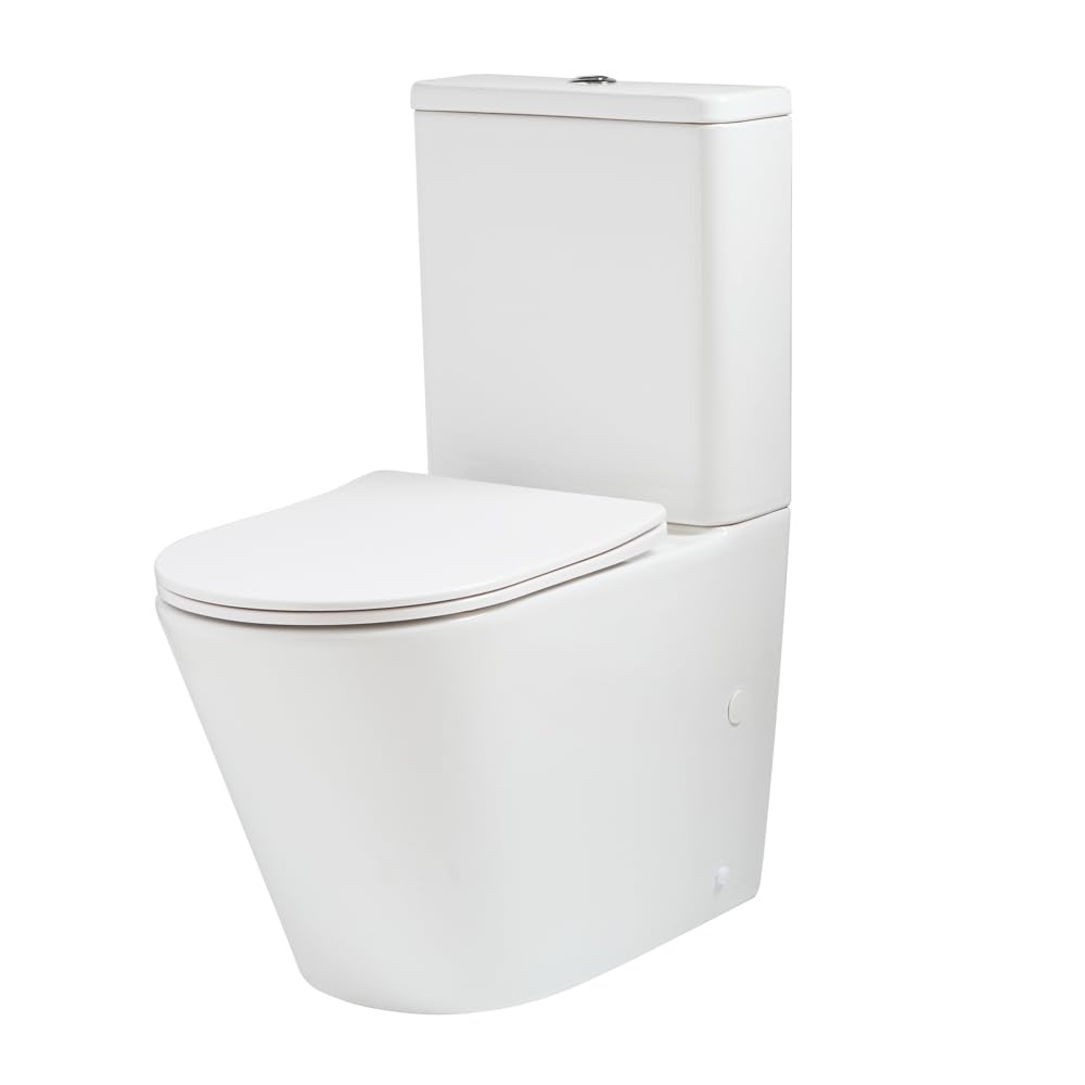 Milano Colby White Ceramic Close Coupled Toilet WC Soft Close Seat White Dual Flush Button