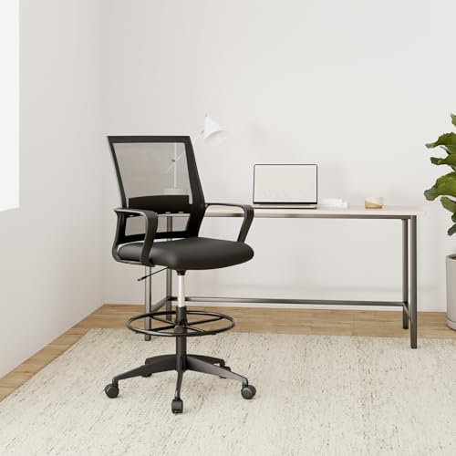 Bestoffice OC-DF846 Drafting Chair Tall Office Chair Adjustable Height With Lumbar Support Arms Footrest Mid Back Desk Chair Swivel Rolling Mesh Computer Chair thumb #1