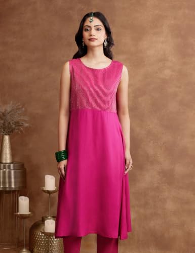 Image of Amazon Brand - Myx Women's Layered Kurta Set with Dupatta | Salwar Suit Set (Available in Plus Sizes)