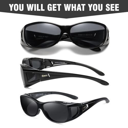 Image of DUCO Polarized Wraparound Fitover Glasses Wear Over Sunglasses for Men Women UV Protection Sun Glasses 8953