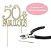 50 Cake Topper - Premium Gold Metal - 50 and Fabulous - 50th Birthday Party Sparkly Rhinestone Decoration Makes a Great Centerpiece - Now Protected in a Box