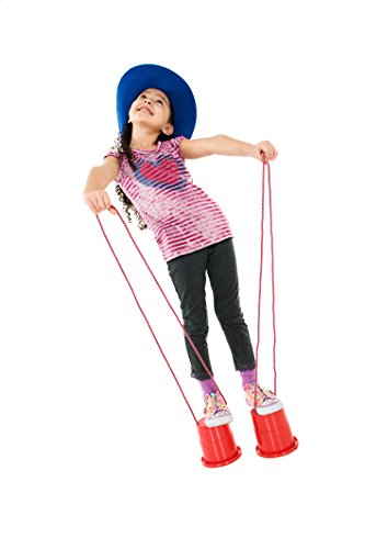 Just Jump It Set of 2 EZ Steppers - Active Indoor and Outdoor Activities for Kids - Can Stepper Toys - Red
