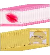 TIRDET 30 Pairs Lip Mask &amp; Eye Mask, 24K Gold Gel Crystal Collagen Under Eye Patches for Dark Cir...