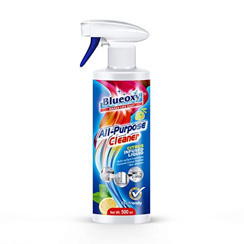 Image of BLUEOXY All Purpose Cleaner Liquid Spray |Multi Surface Cleaner |All Surface Cleaner for Kitchen Surface & Appliances Tiles Plastic Marble Granite |Non-Abrasive| Ecological Formulation | 500ml | QTY 1