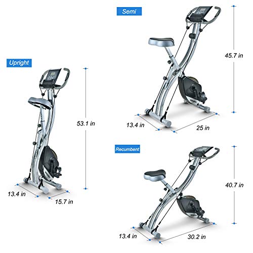 TECHMOO Folding Magnetic Stationary X Exercise Bike Upright Recumbent Exercise Bike Folding Fitness Home X Exercise Bike Indoor Cycling Bicycle for Workout Machine Cardio Workout Losing Weight(Black)