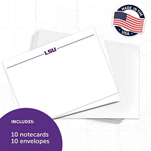 Image of Desert Cactus LSU 10 Pack Notecards Stationery Cardstock Tigers Geaux Louisiana State University Includes Envelopes Memo Party Thank You (Notecard 1a)