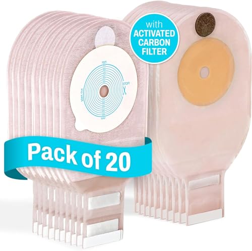 JJ CARE Sacos de colostomia 20 peças, bolsas de ostomia de uma peça, suprimentos de ostomia sem bagunça para ileostomia, colostomia, cuidados com estoma de urostomia com barreira de odor, bolsa de