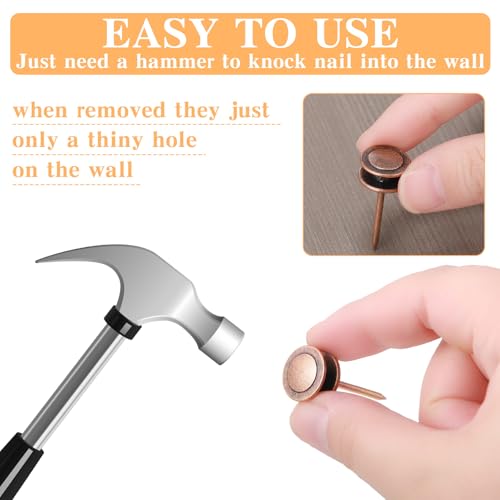 Image of Ferraycle 40 Piece Double Headed Picture Hangers Nails 4 Size Thumb Tacks for Wall Hanging Renter Friendly Decor Heavy Duty Push Pins Wall Nails for Drywall Frame Art, 10 /20 / 30 / 50lb(Red Antique)