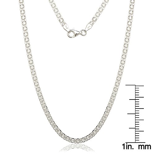 JewelryWeb Sterling Silver Italian 3.5mm Bismarck Chain Necklace (16-30") - Statement Necklace - Woven Chain Necklace for men and women - Unisex - Image 3