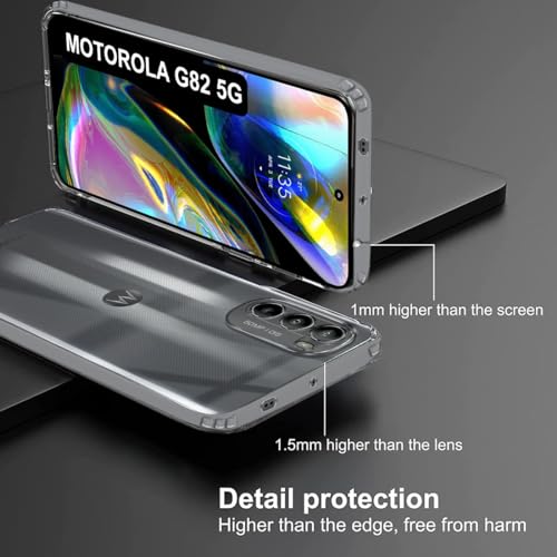 Image of Fashionury Shockproof Crystal Clear Back Cover Case for Motorola Moto G82 5G | Transparent Back Cover Case Raised Bumps for Camera & Screen Protection for Moto G82 5G / Moto g82 5G