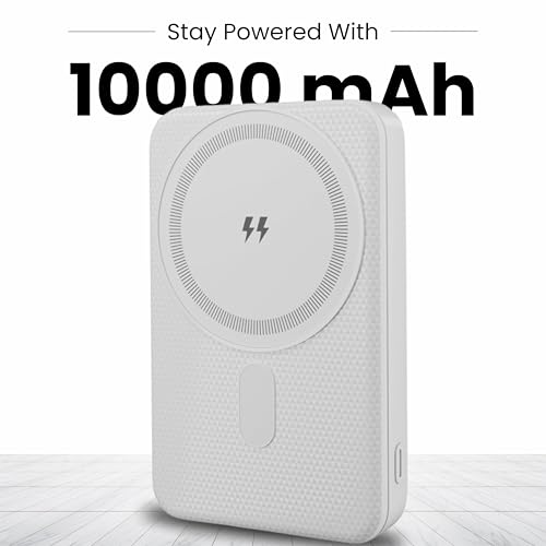 Image of JUICE OJP1001-10000 mAh Magnetic 15W Wireless Output Magsafe Power Bank | 22.5 Wired Output Compatible with iPhone 12 & Above | Type-C Input /Output (White)