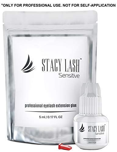 Sensitive-Eyelash-Extension-Glue-Stacy-Lash-017floz5ml-Low-Fume-5-Sec-Drying-timeRetention-5-WeeksProfessional-Use-Only-Black-Adhesive-for-Individual-Semi-Permanent-Eyelash-Extensions Sensitive Eyelash Extension Glue Stacy Lash 0.17fl.oz/5ml / 5-6 Sec Drying time/Retention â 4-5 Weeks/Black Adhesive/Professional Supplies