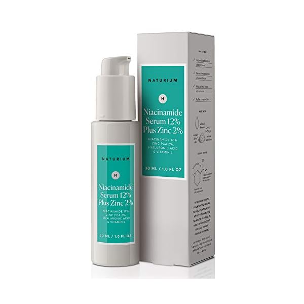 Naturium Niacinamide Face Serum 12% Plus Zinc 2%, Skin Complexion Treatment & Pore Minimizer, with Hyaluronic Acid & Vitamin E, 1 oz