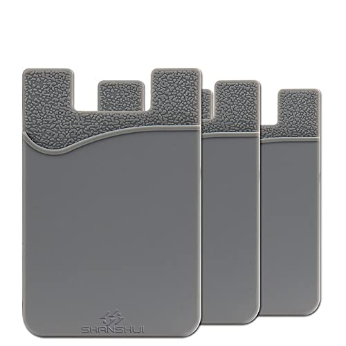 Shanshui Phone Card Holder, 3 Pcs Phone Wallet Credit Card Holder Works With Every Phone Iphone, Android & Most Smartphones - Gray #TOP5