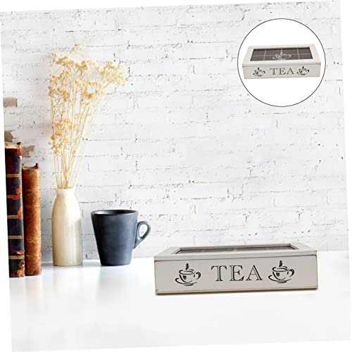 HOMSFOU Schreibtisch-Aufbewahrungsbox Schmuck-Organizer Transparente Schlüssel-Aufbewahrungsbox Schmuck-Aufbewahrungsbox Teebeutel-Organizer Teepaket Holzbox – Bild 3