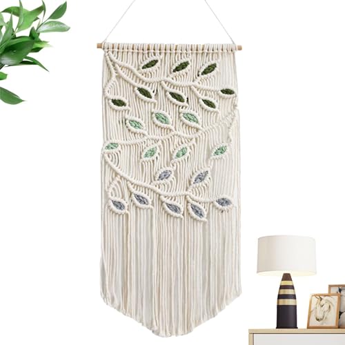 Tapiz tejido de macramé bohemio con flecos para decoración de arte de pared en casa