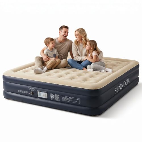Image of SENNOUL King Air Mattress with Built in Pump,18 inch Raised Blow up Bed, 900lb