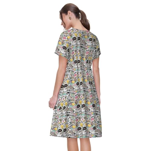 Robe d'été décontractée pour femme imprimé BD chic - 5