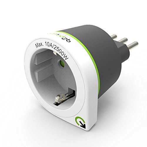 Q2 Power Q21200140 - Adaptador de Viaje de Europa al Italia, Color Blanco y Gris