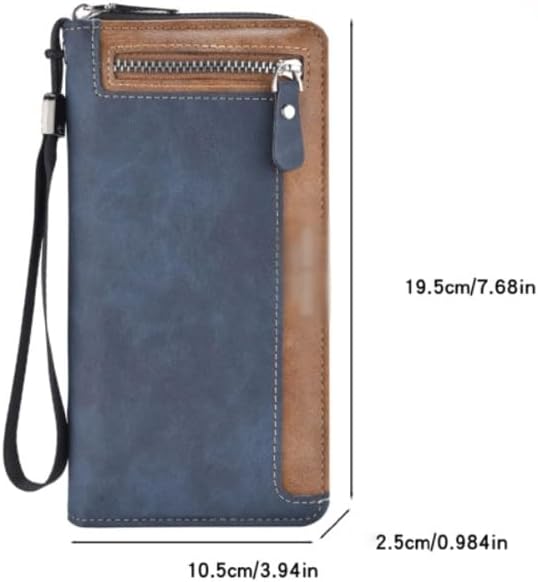 VIDI Pu Leather Long Wallet Men's Zipper Large Capacity