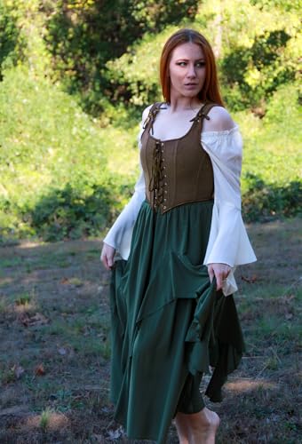 Image of SCARLET DARKNESS Women's Renaissance Corset Tops Vintage Lace Up Overbust Bustier Bodice
