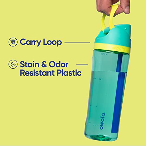 Owala FreeSip Garrafa de água de plástico transparente Tritan com canudo, garrafa de água esportiva