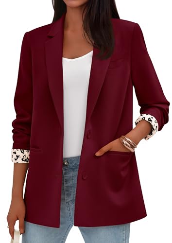PRETTYGARDEN Blazers for Women 2025 Fall Work Office Suit Jackets Dressy Open Front Leopard Blazer Business Casual Outfits2